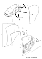 BODY&EXTERIOR [REAR DOOR PARTS] Chevrolet Aveo (T250/T255) [GEN] REAR WEATHERSTRIP  (6340)