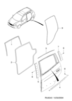 BODY&EXTERIOR [REAR DOOR PARTS] Chevrolet TACUMA + REZZO (U100) [EUR] REAR WEATHERSTRIP  (6340)