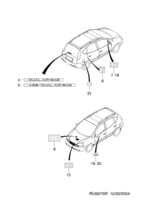 BODY&EXTERIOR [MOLDING PARTS] Chevrolet Vivant (U100) [GEN] LABEL&STICKER  (6670)