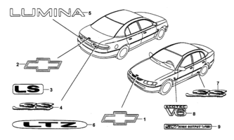 ORNAMENTATION, WIPER Chevrolet Lumina (LHD) EMBLEMS & NAME PLATES - SEDAN