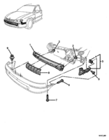 REAR SUSPENSION & BUMPER BARS Chevrolet Lumina (LHD) FRONT BUMPER BAR MOUNTING - 8VL, 8VX