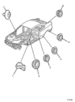 INSULATORS & GROMMET Chevrolet Lumina (LHD) VY/V2 SIDE PANEL PLUGS - (37)