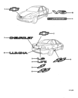 ORNAMENTATION, WIPER Chevrolet Lumina (LHD) VY/V2 EMBLEMS & NAME PLATES - (69)