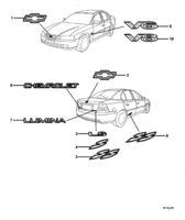 ORNAMENTATION, WIPER Chevrolet Lumina (RHD) EMBLEMS & NAME PLATES - (69)