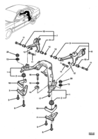 REAR SUSPENSION, FRAME & BUMPER BARS Chevrolet Lumina (LHD) VZ REAR CROSSMEMBER & CONTROL ARM - (35, 37, 69, 80)  (B13, E13, B02, B03, E05, CUV, GH4)