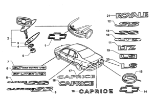 ORNAMENTATION, WIPER Chevrolet Caprice EMBLEMS & NAME PLATES