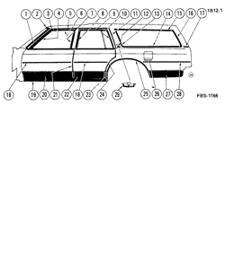 MOULURES DE CARROSSERIE - FEUILLE DE MÉTAL - QUINCAILLERIE DU COFFRE ARR. - ET DU TOIT Chevrolet Caprice 1982-1982 B35 MOLDINGS/BODY-SIDE