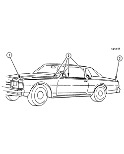 МОЛДИНГИ КУЗОВА-ЛИСТОВОЙ МЕТАЛ-ФУРНИТУРА ЗАДНЕГО ОТСЕКА-ФУРНИТУРА КРЫШИ Chevrolet Caprice 1982-1982 B STRIPES/BODY (W/D85)