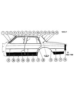 BODY MOLDINGS-SHEET METAL-REAR COMPARTMENT HARDWARE-ROOF HARDWARE Chevrolet Caprice 1982-1982 BL MOLDINGS/BODY-SIDE