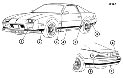 МОЛДИНГИ КУЗОВА-ЛИСТОВОЙ МЕТАЛ-ФУРНИТУРА ЗАДНЕГО ОТСЕКА-ФУРНИТУРА КРЫШИ Chevrolet Camaro 1982-1982 F STRIPES/BODY  (Z28)