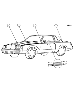 BODY MOLDINGS-SHEET METAL-REAR COMPARTMENT HARDWARE-ROOF HARDWARE Buick Regal 1982-1982 G47 STRIPES/BODY (D90)