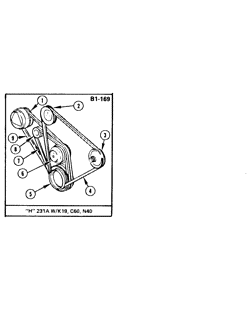 COOLANT-GRILLE-OIL SYSTEM Buick Skyhawk 1979-1979 H 231A PULLEYS & BELTS (K19,C60,N40)