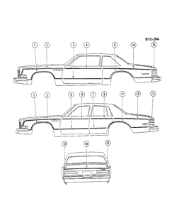 BODY MOLDINGS-SHEET METAL Buick Estate Wagon 1977-1977 BN,BP37-69 TWO TONE DECAL (D90 OPT)