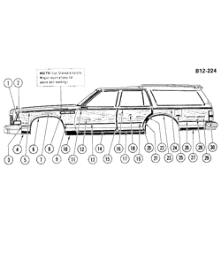 BODY MOLDINGS-SHEET METAL Buick Riviera 1977-1977 BR35 SIDE MOLDINGS (WOOD GRAIN OPT)