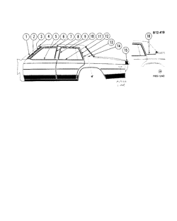 МОЛДИНГИ КУЗОВА-ЛИСТОВОЙ МЕТАЛ Buick Estate Wagon 1981-1981 BN,BP69 SIDE MOLDINGS (ABOVE BELT)