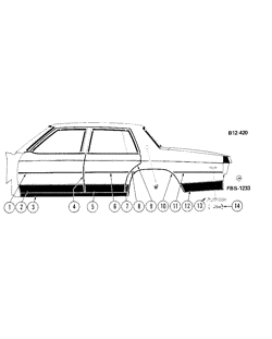 BODY MOLDINGS-SHEET METAL Buick Lesabre 1981-1981 BN,BP69 SIDE MOLDINGS (BELOW BELT)