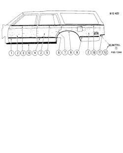 МОЛДИНГИ КУЗОВА-ЛИСТОВОЙ МЕТАЛ Buick Estate Wagon 1981-1981 BR35 SIDE MOLDINGS (WOOD GRAIN)