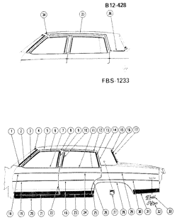 BODY MOLDINGS-SHEET METAL Buick Electra 1981-1981 CV,CX69 SIDE MOLDINGS