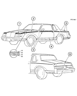 МОЛДИНГИ КУЗОВА-ЛИСТОВОЙ МЕТАЛ Buick Regal 1981-1981 A47 STRIPES (Y49)