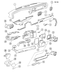 КРЕПЛЕНИЕ КУЗОВА-КОНДИЦИОНЕР-ПРИБОРНЫЙ ЩИТОК Buick Regal 1976-1977 A AIR DISTRIBUTION SYSTEM