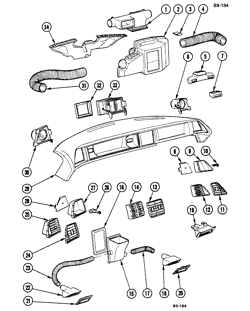 КРЕПЛЕНИЕ КУЗОВА-КОНДИЦИОНЕР-ПРИБОРНЫЙ ЩИТОК Buick Electra 1976-1976 B,C,E AIR DISTRIBUTION SYSTEM