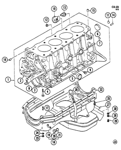 6-ЦИЛИНДРОВЫЙ ДВИГАТЕЛЬ Chevrolet Chevette 1981-1981 T ENGINE CYLINDER BLOCK AND OIL PAN (DIESEL)