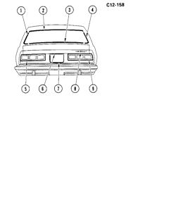 МОЛДИНГИ КУЗОВА-ЛИСТОВОЙ МЕТАЛ Chevrolet Caprice 1977-1977 BL47 REAR MOLDINGS