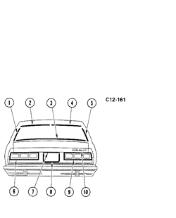 МОЛДИНГИ КУЗОВА-ЛИСТОВОЙ МЕТАЛ Chevrolet Impala 1977-1977 BL69 REAR MOLDINGS