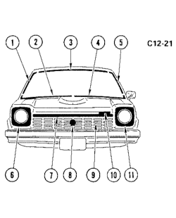 МОЛДИНГИ КУЗОВА-ЛИСТОВОЙ МЕТАЛ Chevrolet Vega 1976-1976 HM27 FRONT MOLDINGS