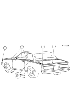 BODY MOLDINGS-SHEET METAL Chevrolet Malibu 1978-1978 AT,AW19-27 STRIPES-TWO TONE (D84)