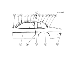 BODY MOLDINGS-SHEET METAL Chevrolet Monza 1979-1979 HM27 SIDE MOLDINGS (W/FORMAL WINDOW)