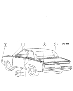МОЛДИНГИ КУЗОВА-ЛИСТОВОЙ МЕТАЛ Chevrolet Monte Carlo 1979-1979 AT,AW19-27 STRIPES (W/D84)