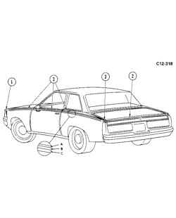 BODY MOLDINGS-SHEET METAL Chevrolet Monte Carlo 1980-1980 AT,AW19-27 STRIPES (W/D84)