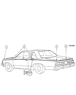 МОЛДИНГИ КУЗОВА-ЛИСТОВОЙ МЕТАЛ Chevrolet Monte Carlo 1980-1980 AT,AW19-27 STRIPES (W/D85)