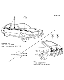 BODY MOLDINGS-SHEET METAL Chevrolet Citation 1980-1980 XO8-11-68 STRIPES (W/D84, D85, DY5)