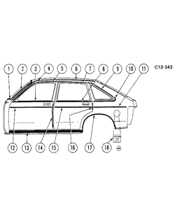 BODY MOLDINGS-SHEET METAL Chevrolet Chevette 1980-1980 TB68 SIDE MOLDINGS