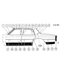 BODY MOLDINGS-SHEET METAL Chevrolet Impala 1980-1980 BL,BN69 SIDE MOLDINGS