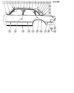 BODY MOLDINGS-SHEET METAL Chevrolet Chevette 1980-1980 AT,AW19 SIDE MOLDINGS
