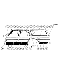 МОЛДИНГИ КУЗОВА-ЛИСТОВОЙ МЕТАЛ Chevrolet Caprice 1980-1980 BN,BL35 SIDE MOLDINGS (B84)