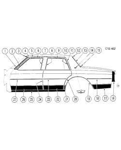 BODY MOLDINGS-SHEET METAL Chevrolet Impala 1981-1981 BL,BN69 SIDE MOLDINGS