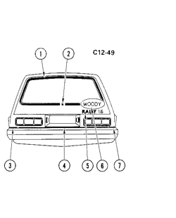 МОЛДИНГИ КУЗОВА-ЛИСТОВОЙ МЕТАЛ Chevrolet Chevette 1976-1976 T REAR MOLDINGS (EXC. VINYL ROOF)
