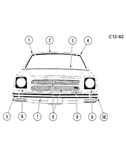 МОЛДИНГИ КУЗОВА-ЛИСТОВОЙ МЕТАЛ Chevrolet El Camino 1976-1976 AE37 FRONT MOLDINGS