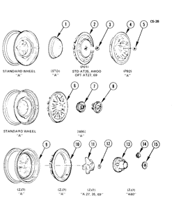 BRAKES-REAR AXLE-PROP. SHAFT-WHEELS Chevrolet Chevette 1981-1981 AT-AW WHEEL COVERS