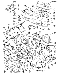 ПЕРЕДНИЕ МЕТАЛЛИЧЕСКИЕ ДЕТАЛИ-ОБОГРЕВАТЕЛЬ Chevrolet Camaro 1978-1981 F FRONT END SHEET METAL