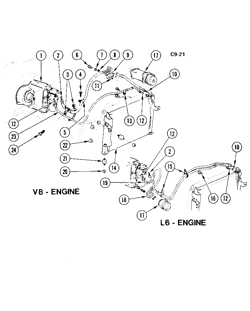 КРЕПЛЕНИЕ КУЗОВА-КОНДИЦИОНЕР-ПРИБОРНЫЙ ЩИТОК Chevrolet Malibu 1976-1976 A AIR CONDITIONING REFRIGERATION SYSTEM