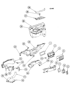 КРЕПЛЕНИЕ КУЗОВА-КОНДИЦИОНЕР-ПРИБОРНЫЙ ЩИТОК Chevrolet Malibu 1978-1981 A AIR DISTRIBUTION SYSTEM