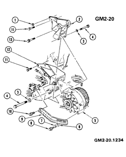 ПРОВОДКА ШАССИ - ЛАМПЫ Buick Skylark 1980-1981 X 2.8 LITER GENERATOR MOUNTING