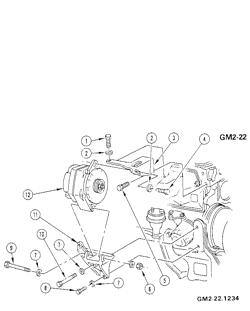 ПРОВОДКА ШАССИ-ЛАМПЫ Pontiac Phoenix 1980-1980 X 151 4 CYL GENERATOR MOUNTING (EXC A/C)