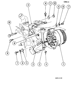 CHASSIS WIRING-LAMPS Buick Electra 1976-1980 X 260 V8 - 1977-80 A,B,C,E,X 350R/403 V8 (W/K19) GENERATOR MOUNTING (W/ A.C.)