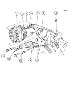 CHASSIS WIRING-LAMPS Buick Estate Wagon 1980-1981 A,B,C,X 350R/403M V8 (W/C41,Y40) GENERATOR MOUNTING (EXC A/C)